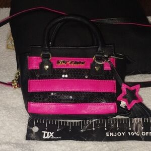 Betsey Johnson Black and Pink Handbag